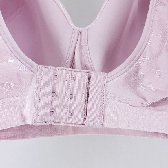 Bali Comfort Revolution Wirefree Bra 3XL Pink Nylon/Spandex Floral Design Adjust - Picture 3 of 6